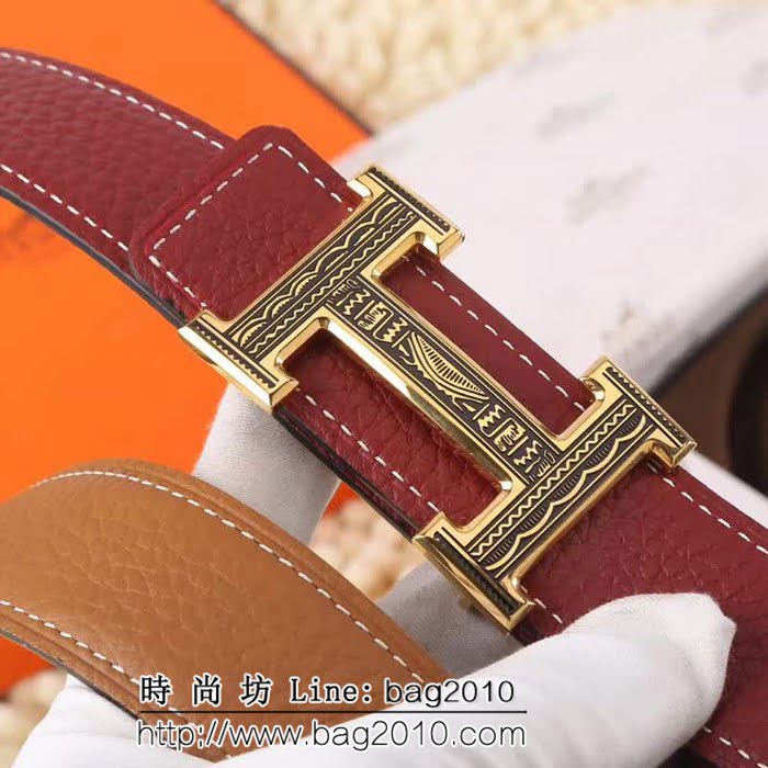 愛馬仕HERMES 純手工精湛原單車線 奢華立體紋 高端男士皮帶 HHG1455